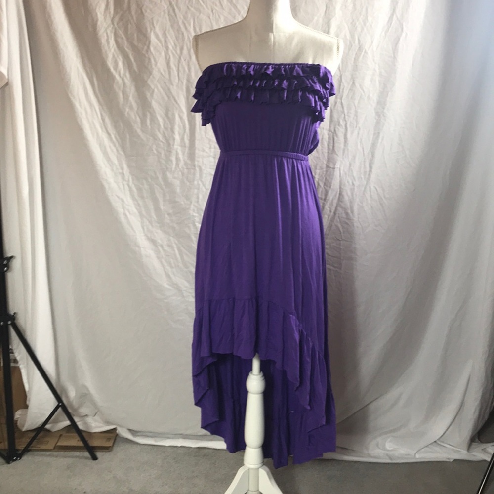 Cristina love purple ruffled dress.